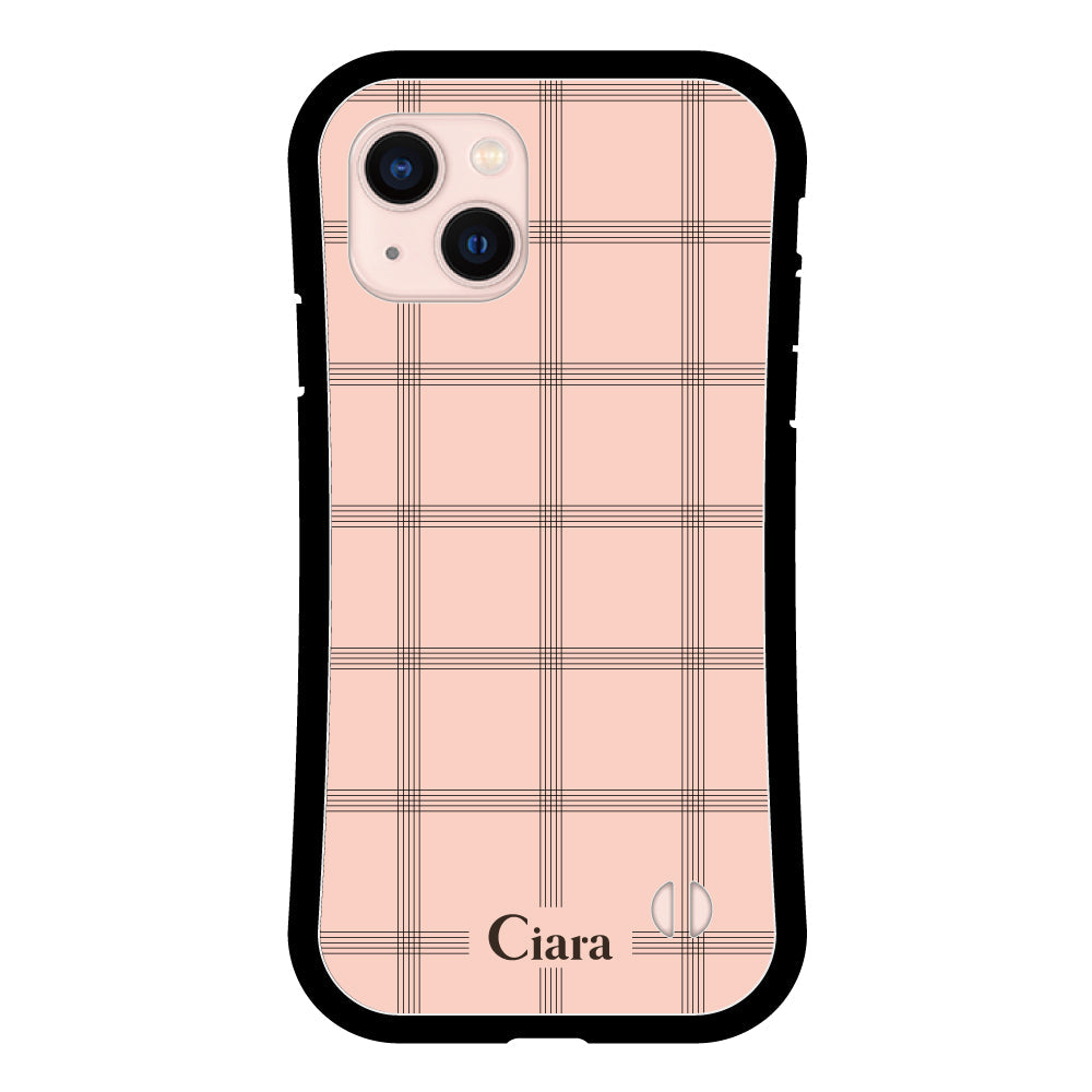 iPhone13ケース グリップ 耐衝撃ケース グラフチェック ママレード