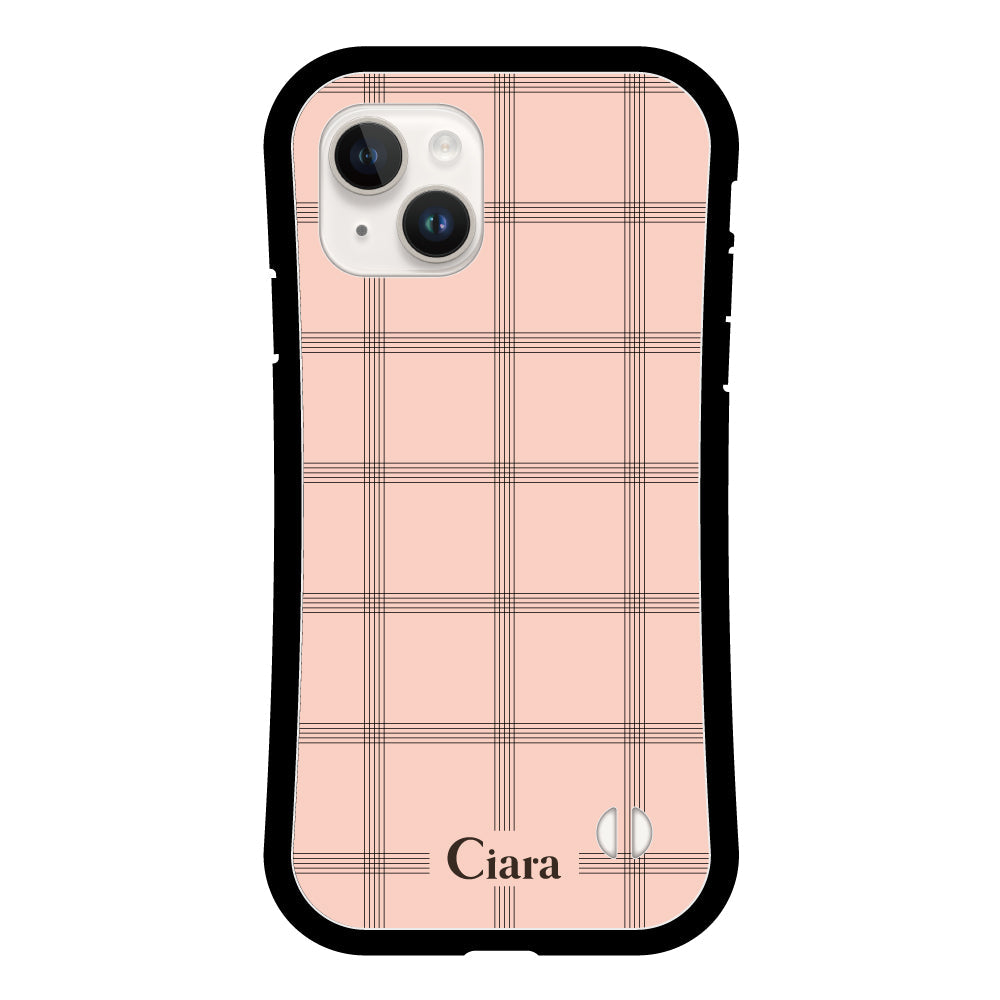 iPhone14ケース グリップ 耐衝撃ケース グラフチェック ママレード