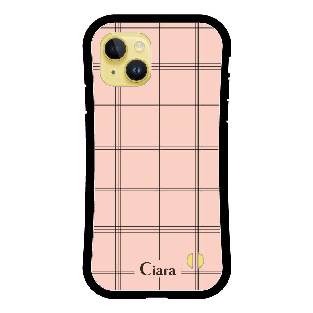 iPhone14Plusケース グリップ 耐衝撃ケース グラフチェック ママレード