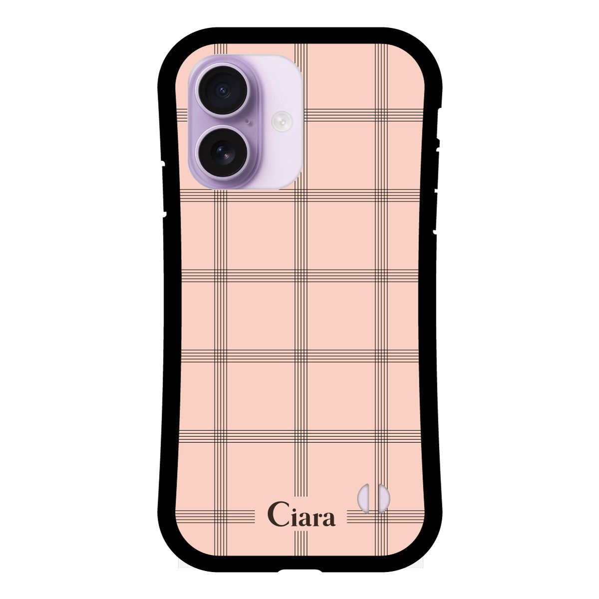 iPhone17 グリップ 耐衝撃ケース グラフチェック ママレード