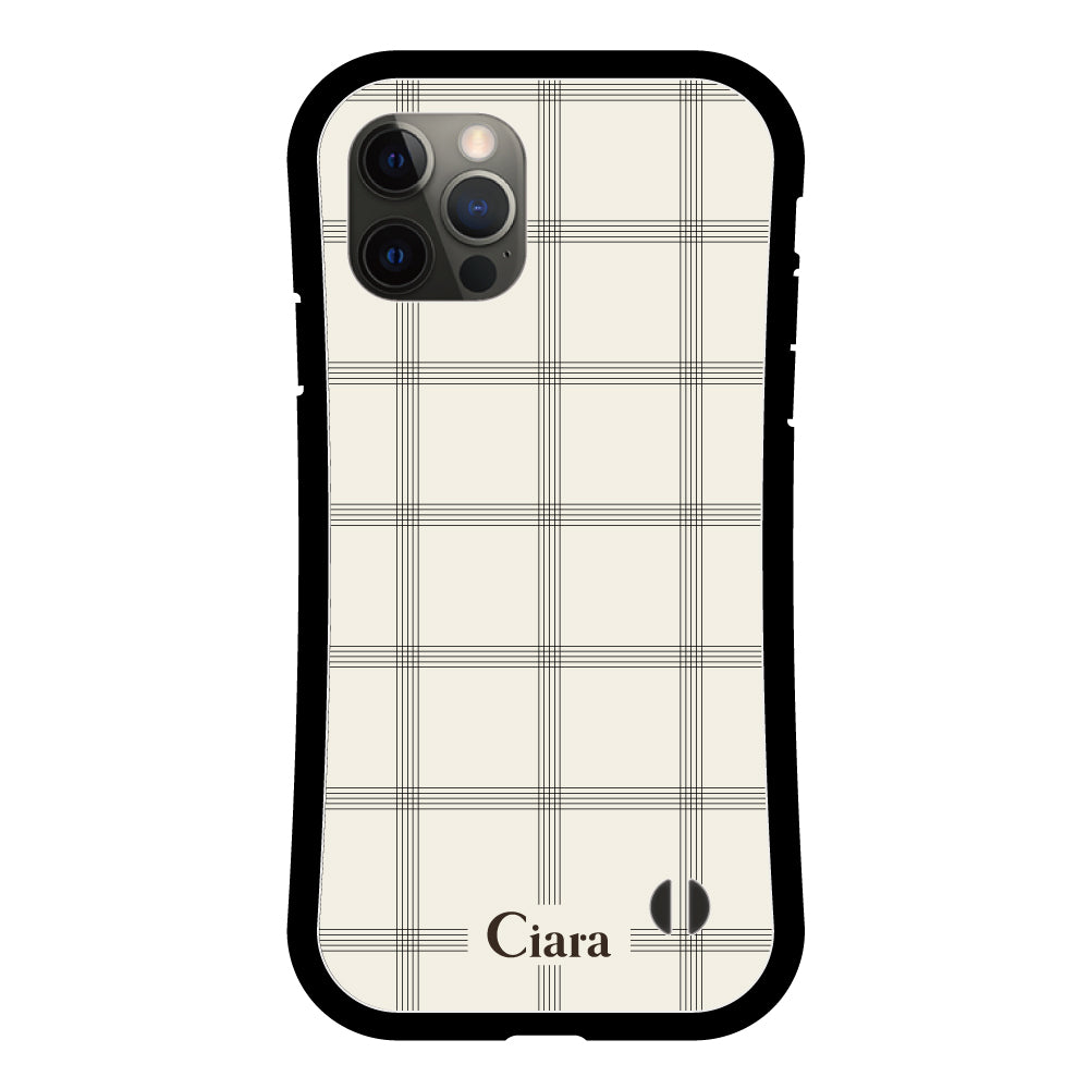 iPhoneX/XSケース グリップ 耐衝撃ケース グラフチェック ベージュ