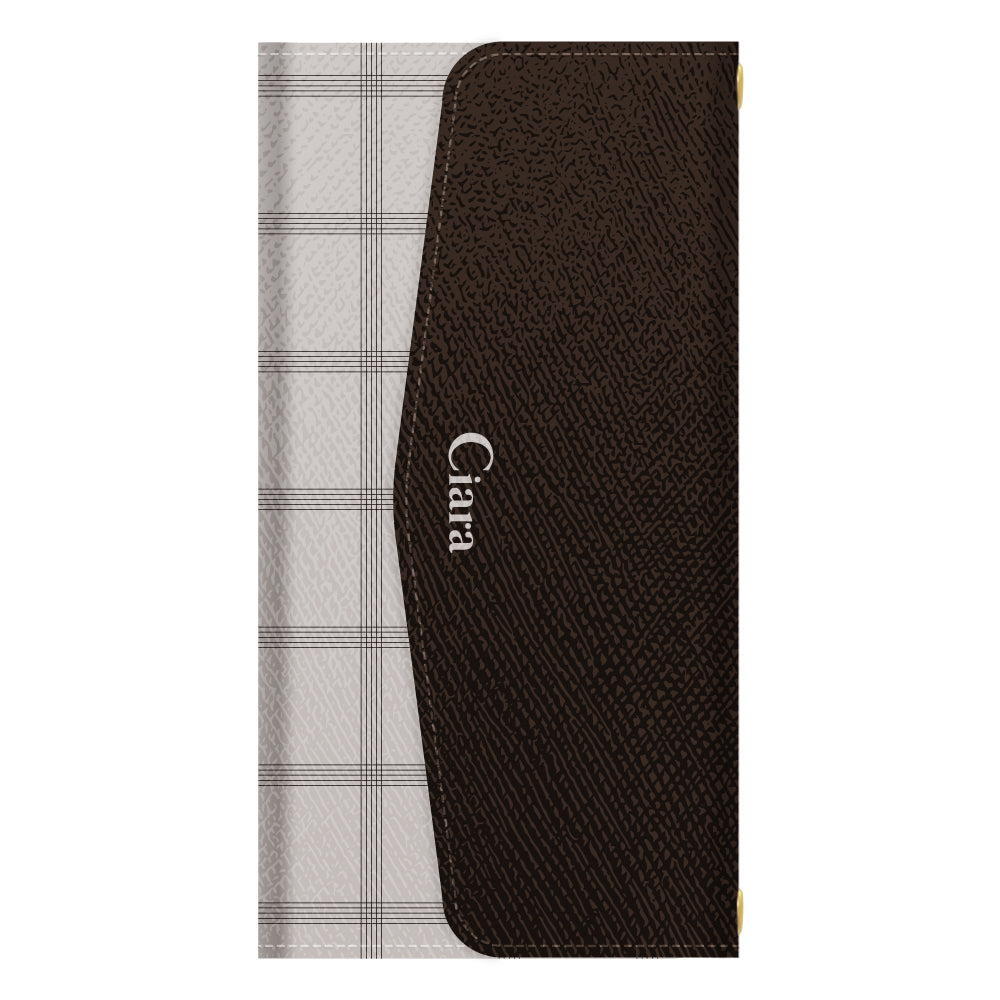 GooglePixel9/9Proケース 手帳型カード収納レザーケース グラフチェック ベージュ