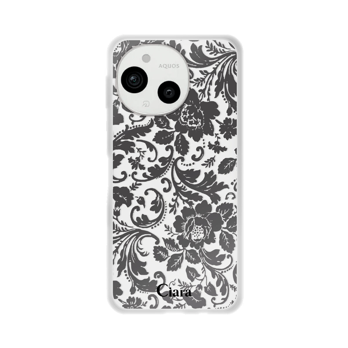 AQUOSsense9 クリアケース ヴィンテージフラワー ブラック