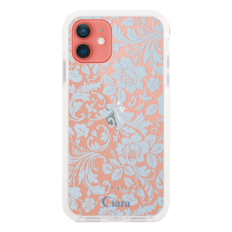 iPhoneケース クッションバンパー 耐衝撃クリアケース ヴィンテージフラワー