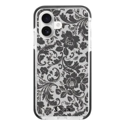 iPhoneケース クッションバンパー 耐衝撃クリアケース ヴィンテージフラワー