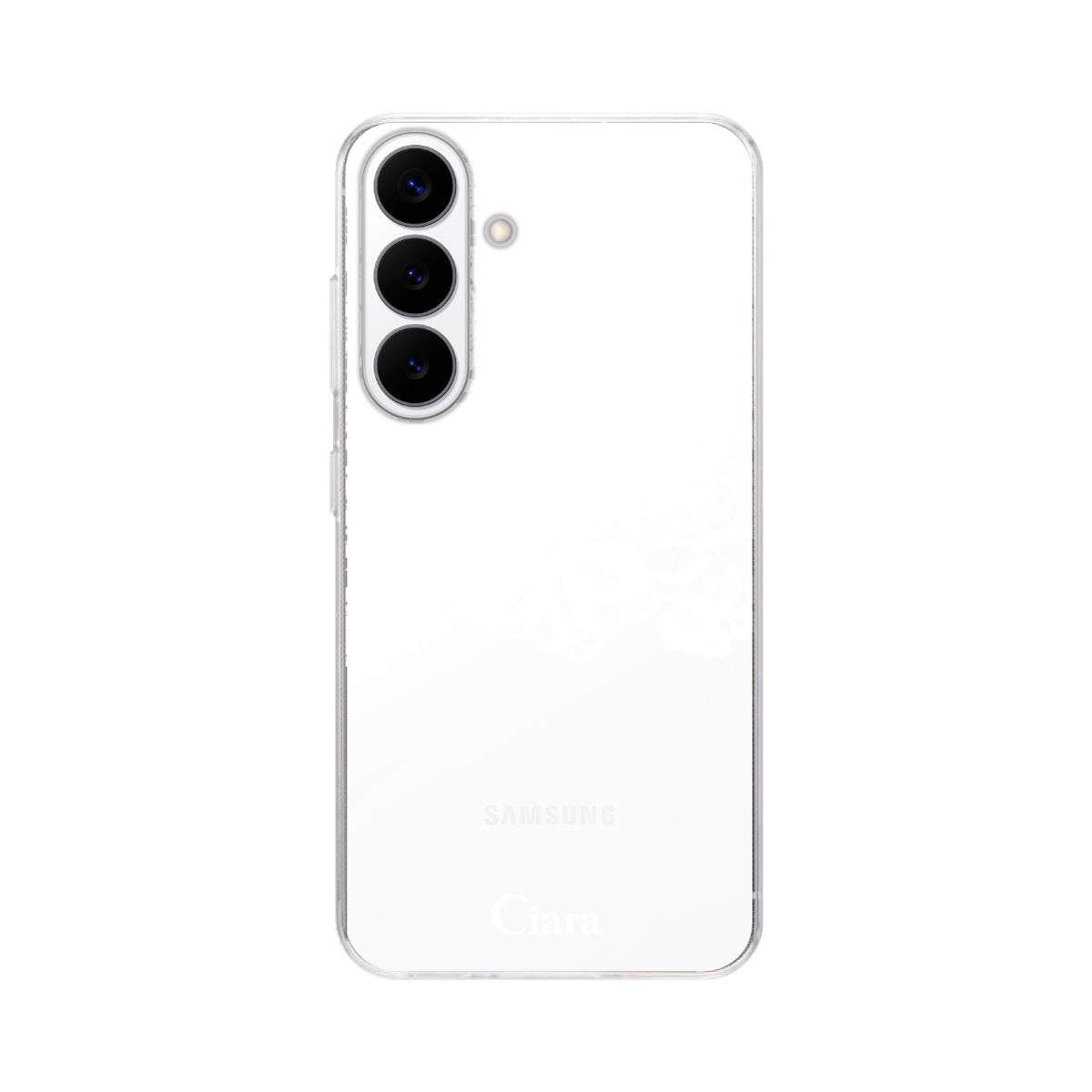 GalaxyS26 クリアケース ファブリックカラーレース ホワイト