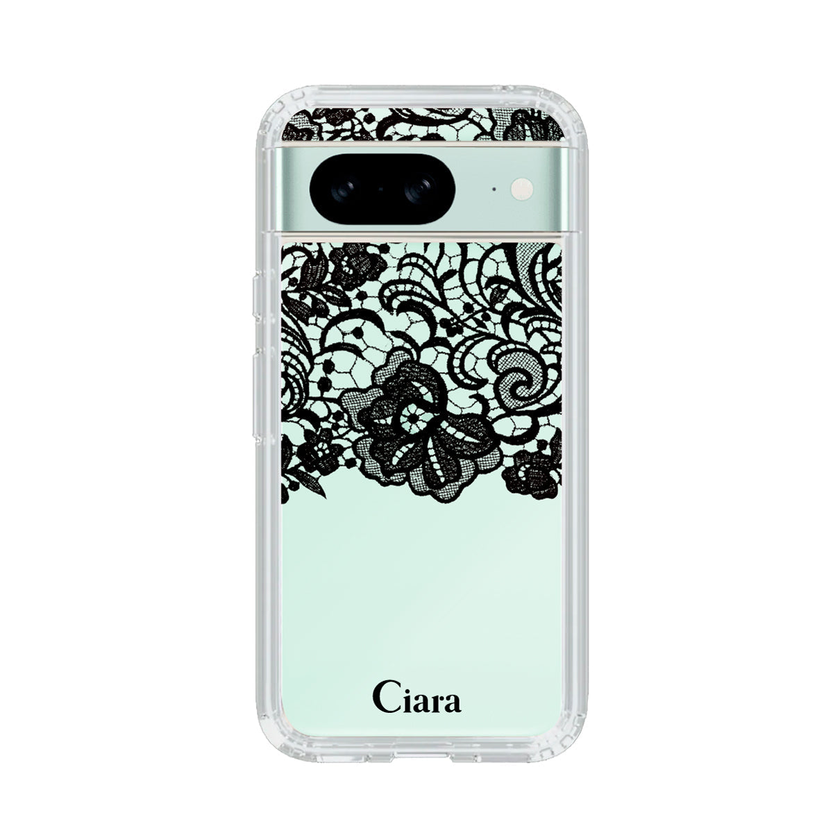 GooglePixel8 クリアケース ファブリックカラーレース ブラック