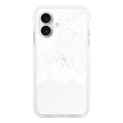 iPhoneケース クッションバンパー 耐衝撃クリアケース ファブリックカラーレース