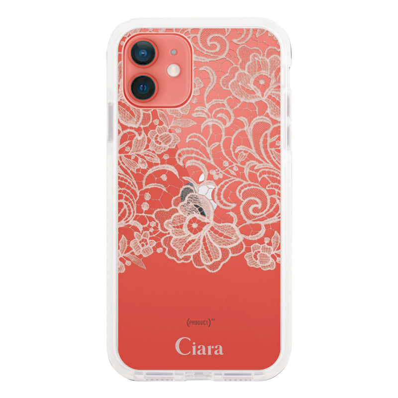 iPhoneケース クッションバンパー 耐衝撃クリアケース ファブリックカラーレース
