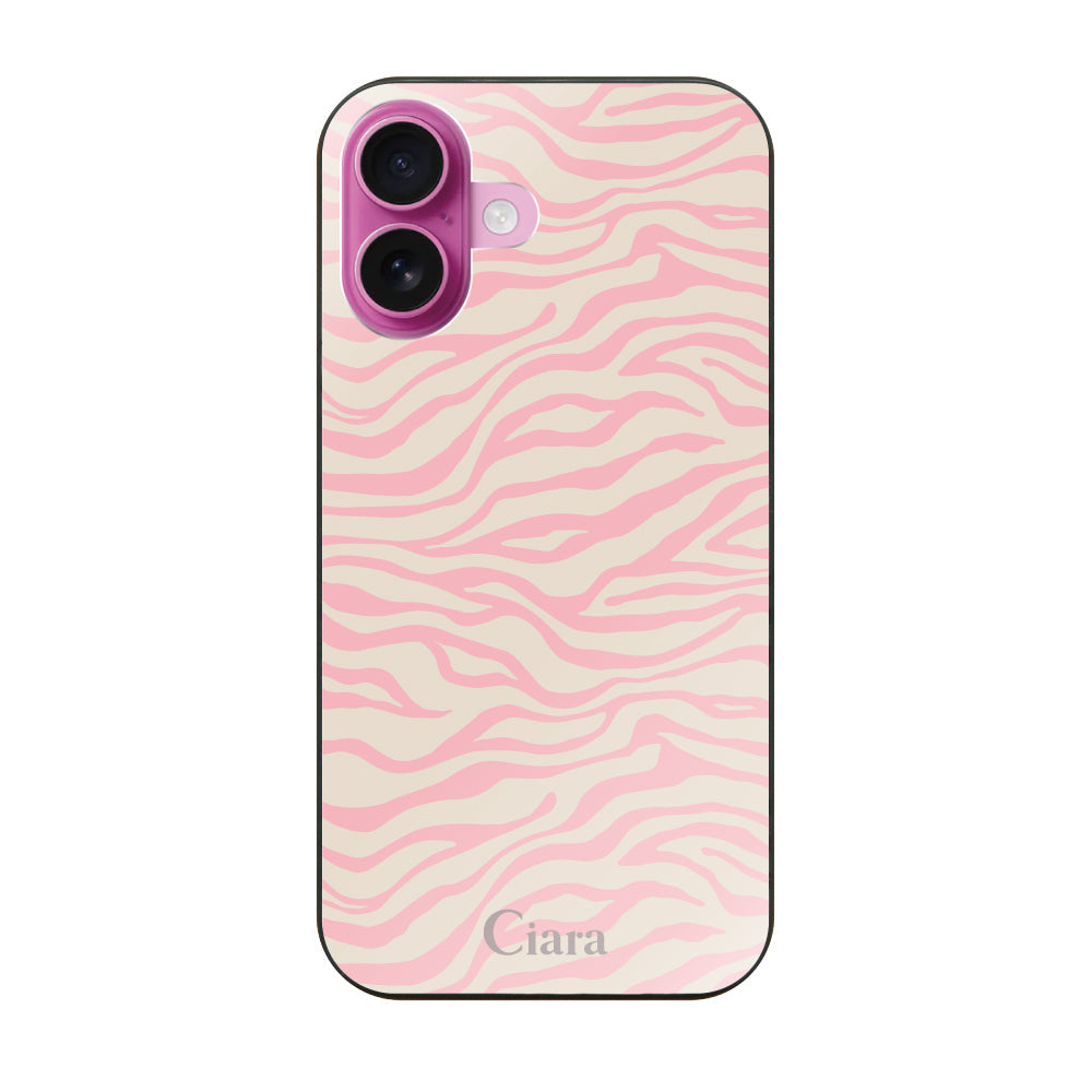 iPhone16ケース ガラス 強化ガラスケース タイガー ピンク