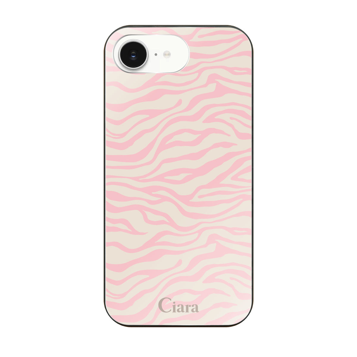 iPhone16eケース ガラス 強化ガラスケース タイガー ピンク