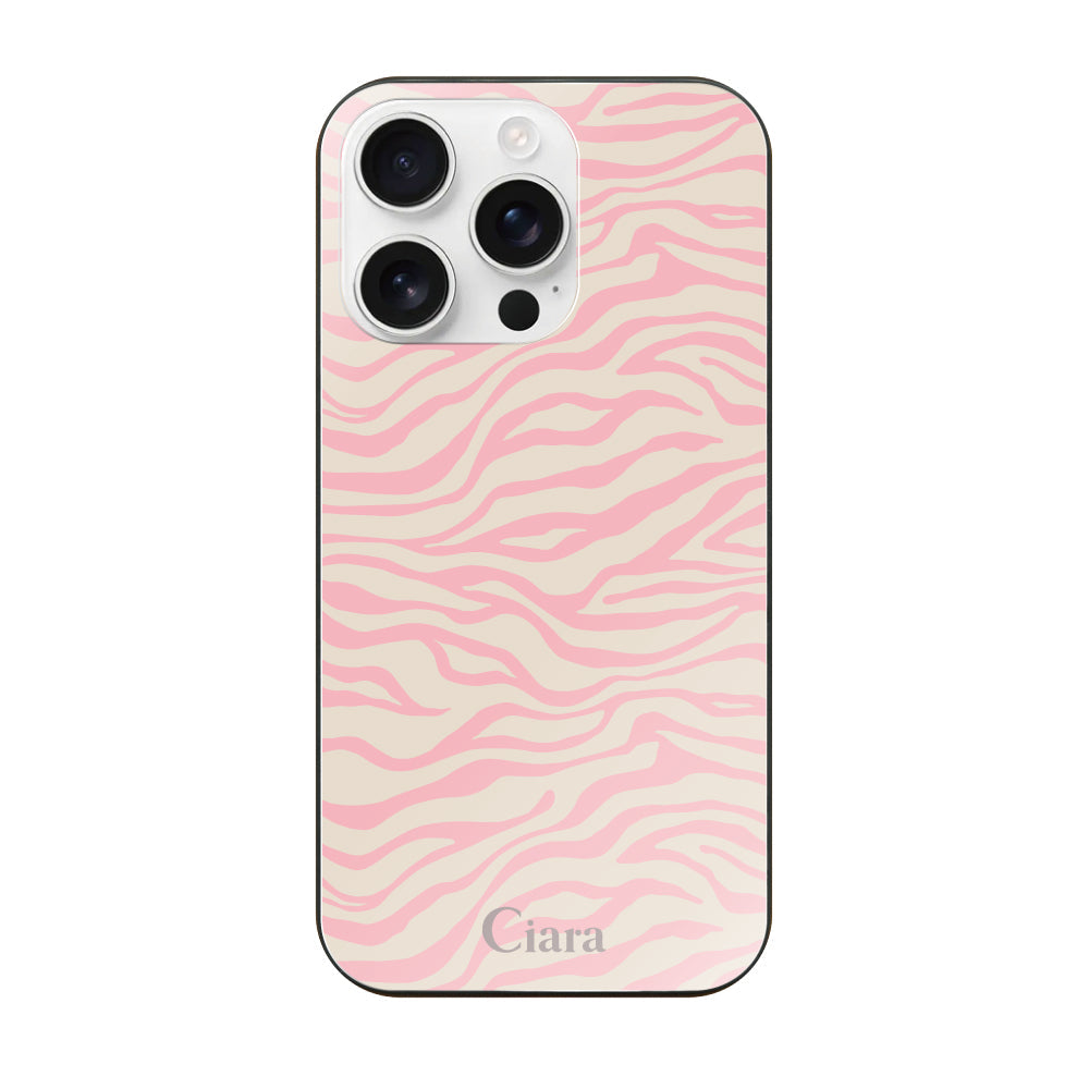 iPhone16ProMaxケース ガラス 強化ガラスケース タイガー ピンク