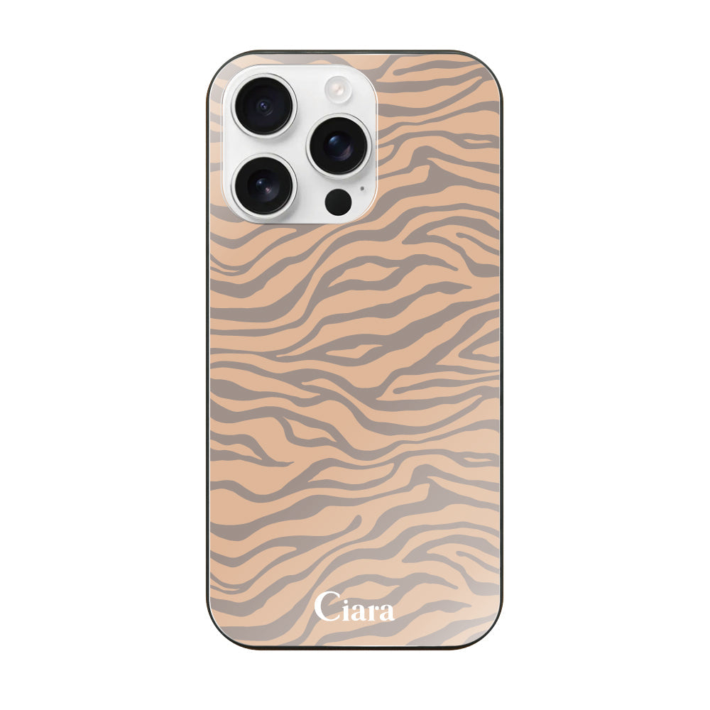 iPhone16ProMaxケース ガラス 強化ガラスケース タイガー ベージュ