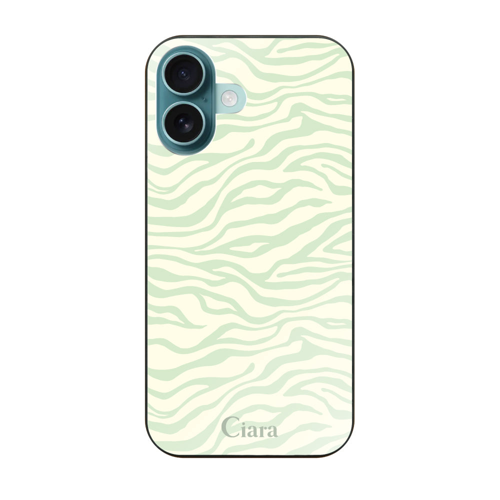 iPhone16Plusケース ガラス 強化ガラスケース タイガー グリーン