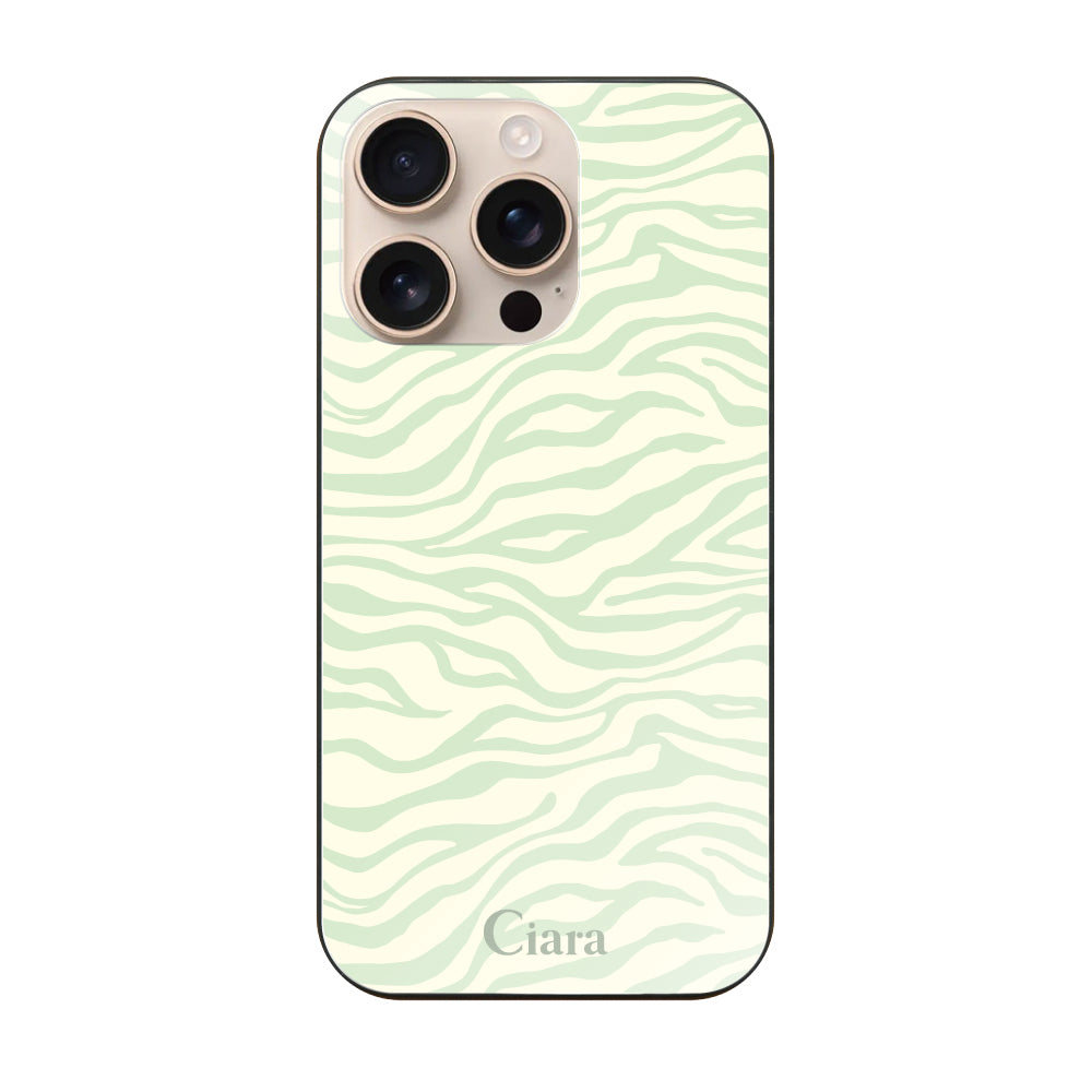 iPhone16Proケース ガラス 強化ガラスケース タイガー グリーン
