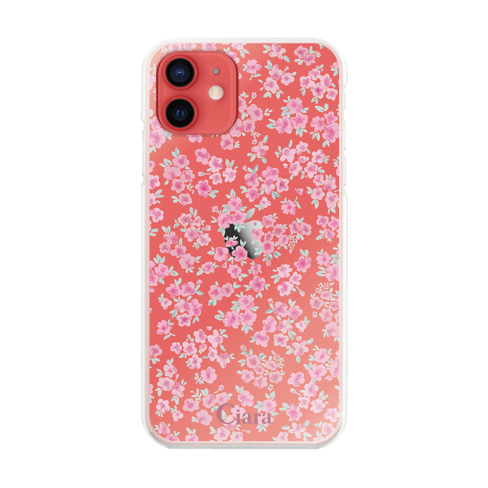 iPhone11 ハイブリッド クリアケース フロレ ピンク