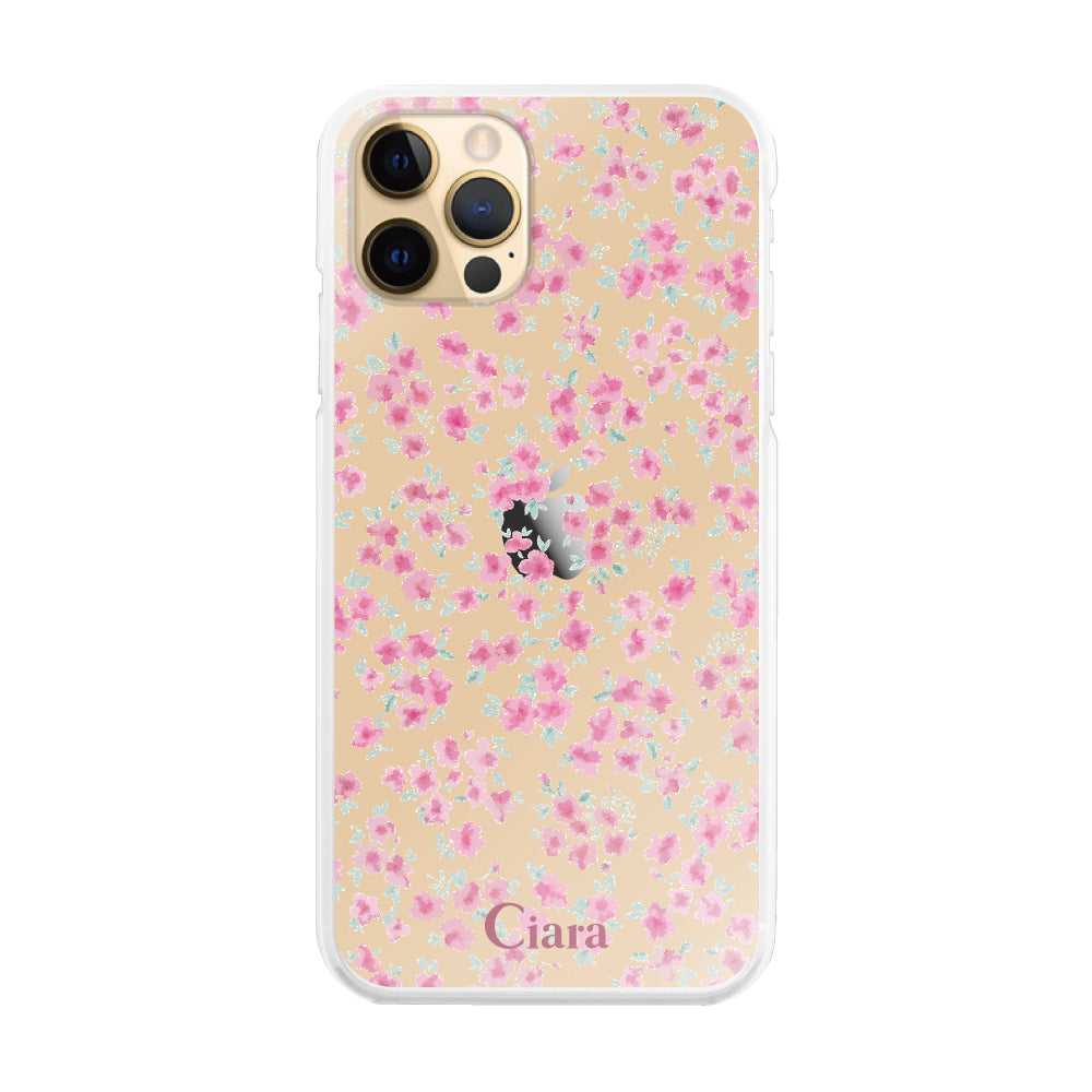 iPhone11ProMax ハイブリッド クリアケース フロレ ピンク