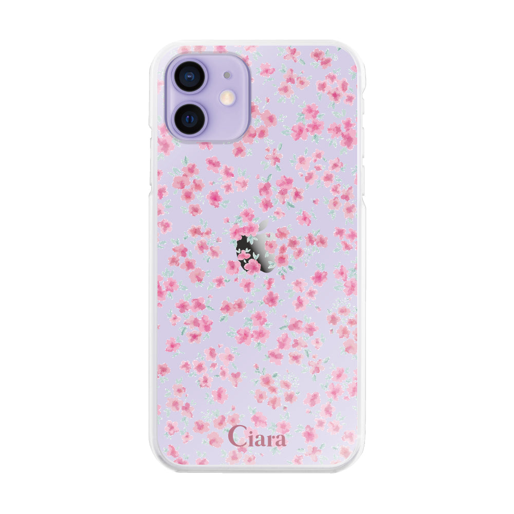 iPhone12/12Pro ハイブリッド クリアケース フロレ ピンク
