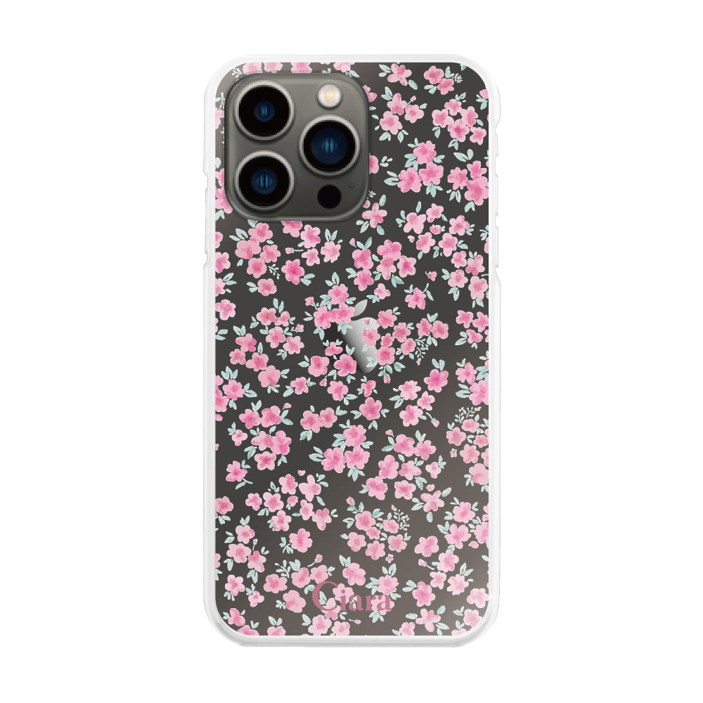 iPhone13Pro ハイブリッド クリアケース フロレ ピンク