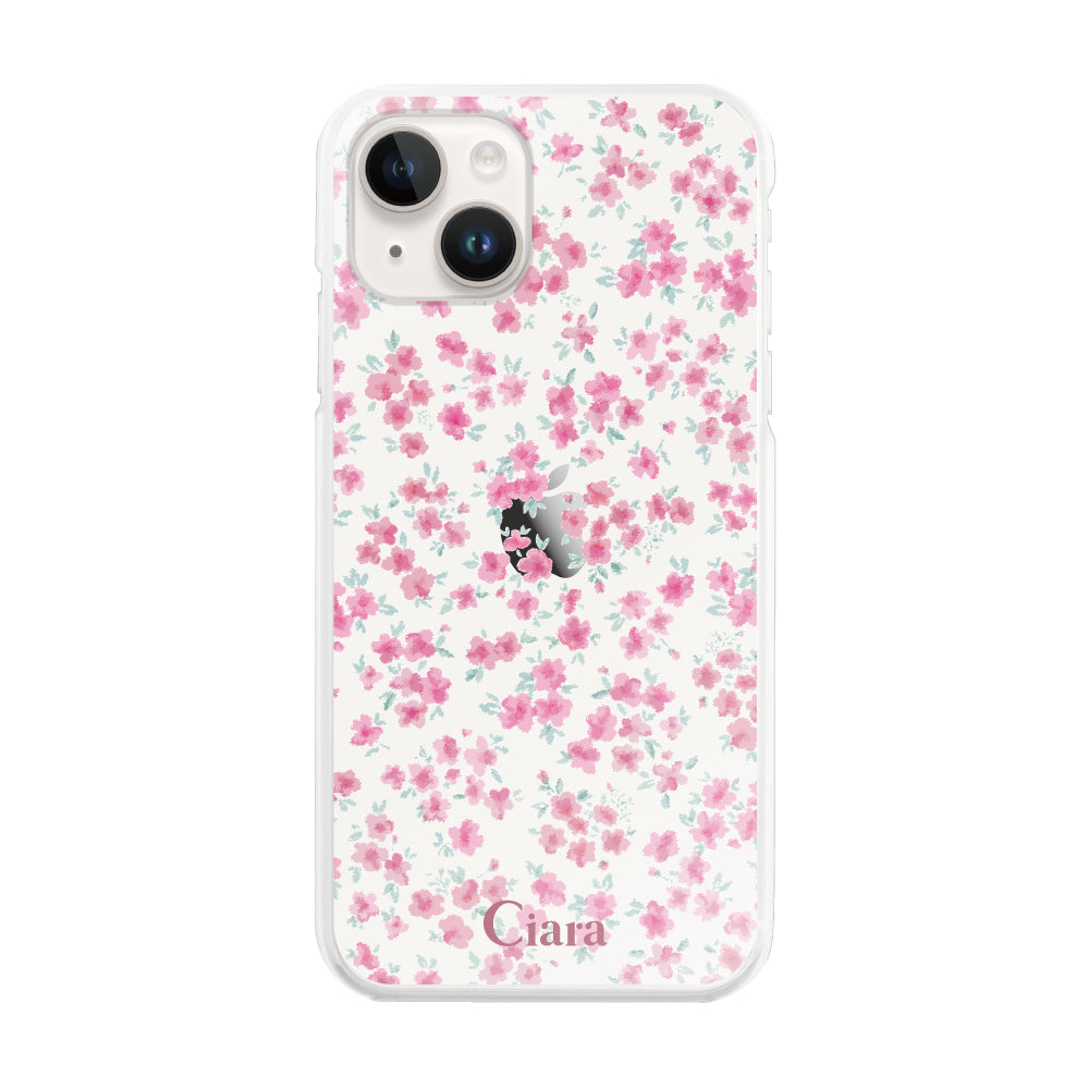 iPhone14 ハイブリッド クリアケース フロレ ピンク