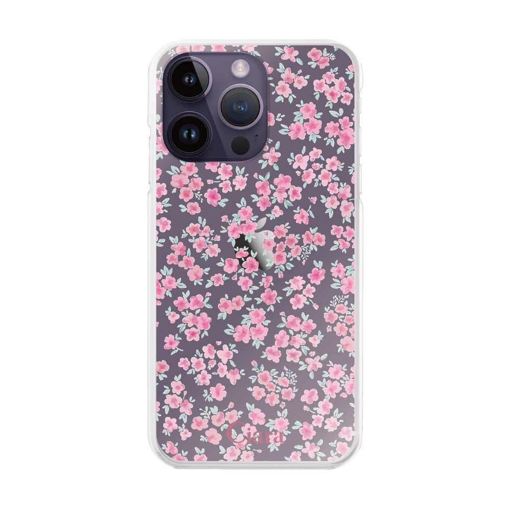 iPhone14ProMax ハイブリッド クリアケース フロレ ピンク