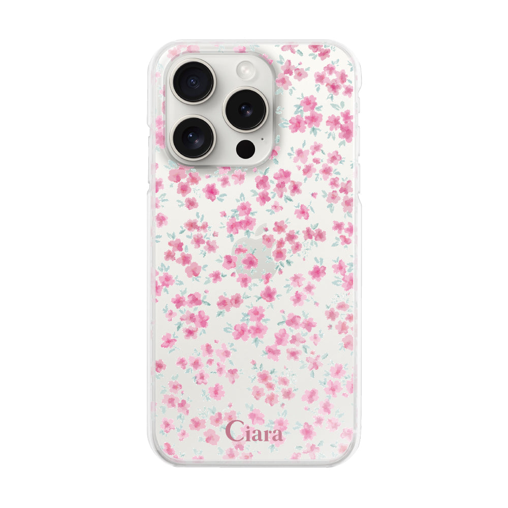 iPhone15ProMax ハイブリッド クリアケース フロレ ピンク
