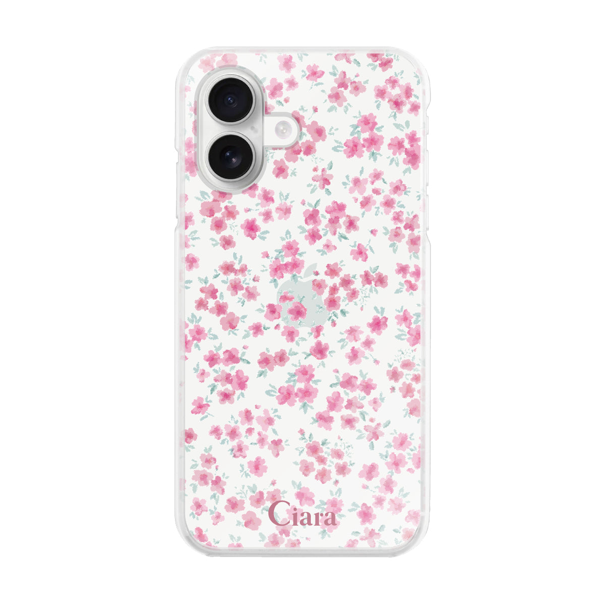 iPhone16 ハイブリッド クリアケース フロレ ピンク
