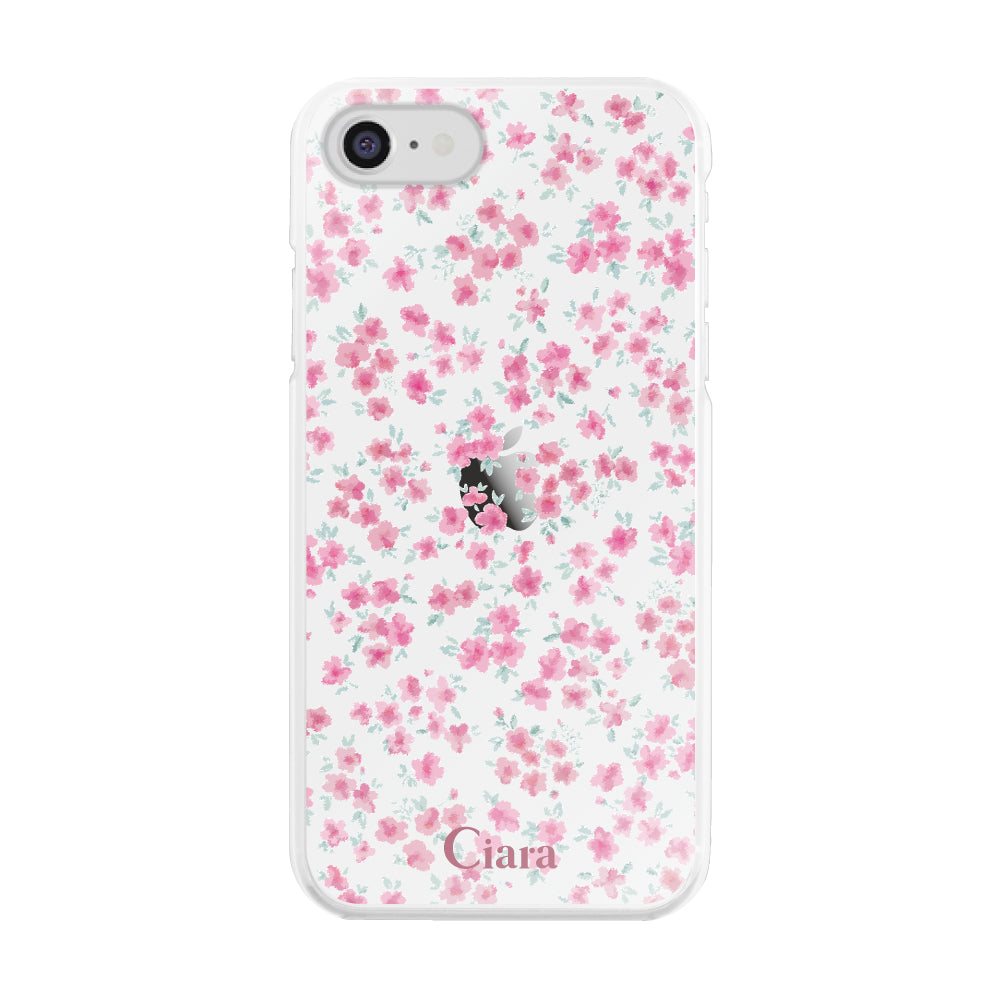 iPhone7/8/SE2/SE3 ハイブリッド クリアケース フロレ ピンク