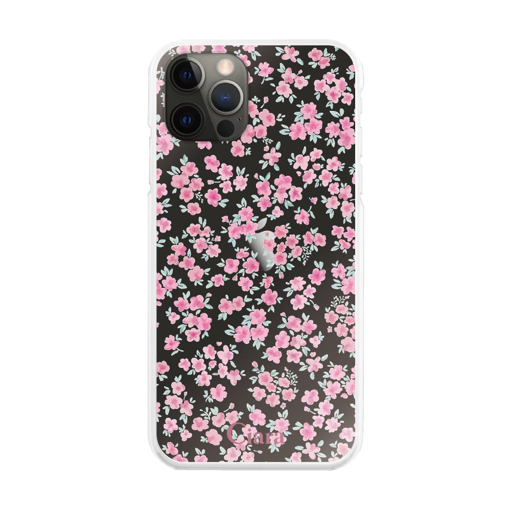 iPhoneX/XS ハイブリッド クリアケース フロレ ピンク