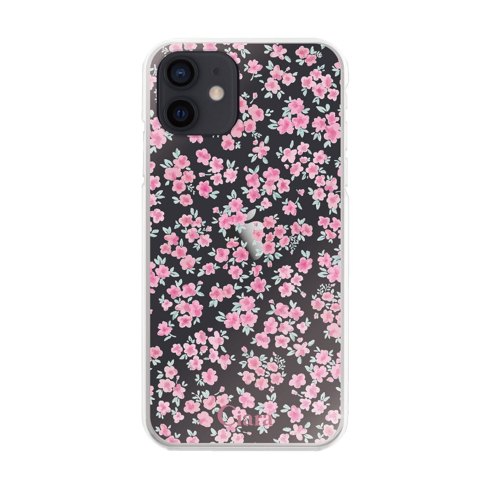 iPhoneXR ハイブリッド クリアケース フロレ ピンク