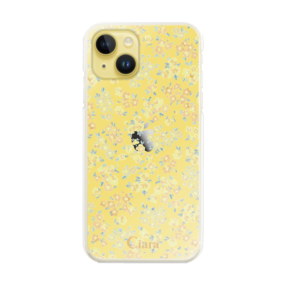 iPhone14Plus ハイブリッド クリアケース フロレ イエロー