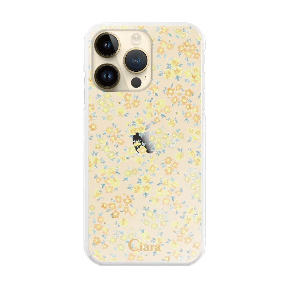 iPhone14Pro ハイブリッド クリアケース フロレ イエロー
