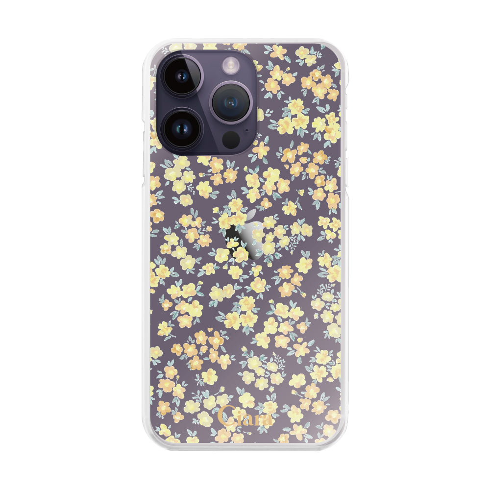 iPhone14ProMax ハイブリッド クリアケース フロレ イエロー