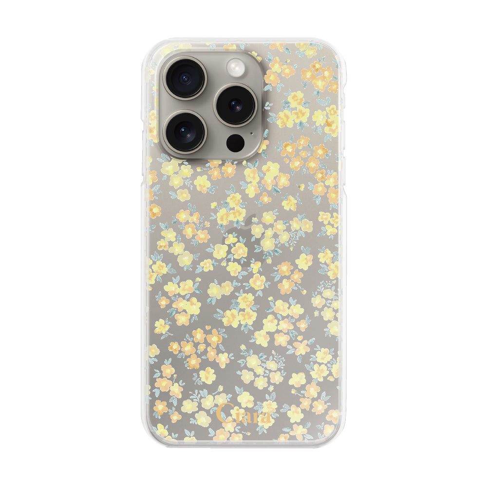 iPhone15Pro ハイブリッド クリアケース フロレ イエロー