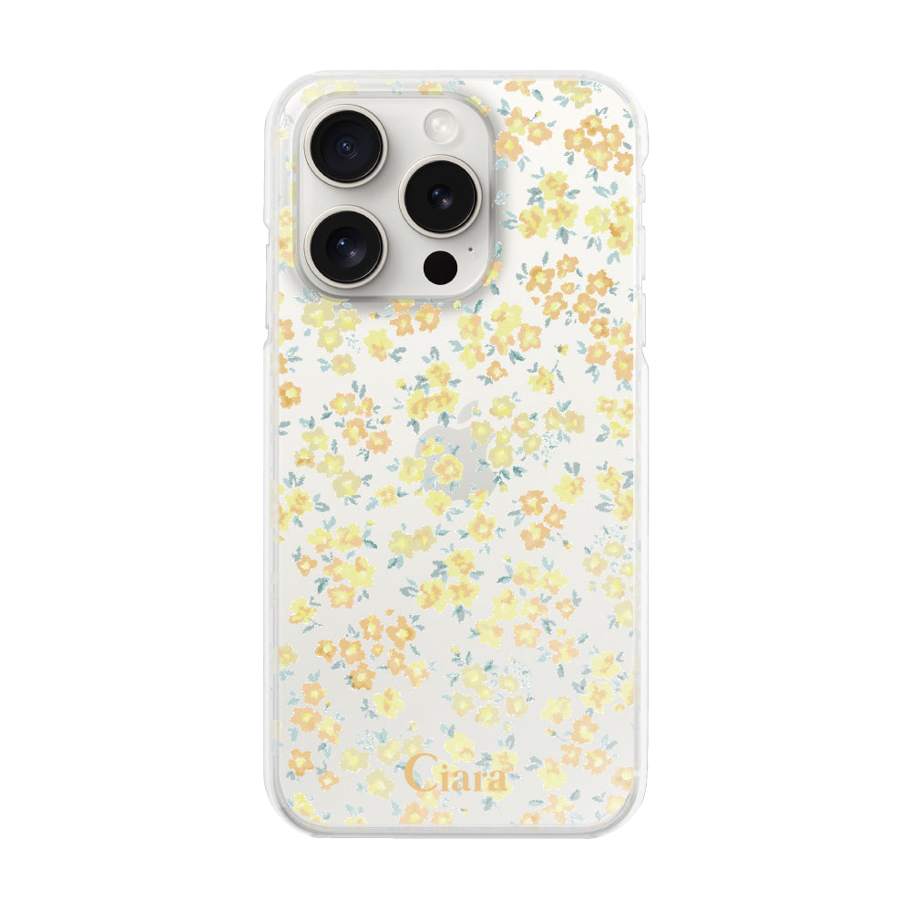 iPhone15ProMax ハイブリッド クリアケース フロレ イエロー