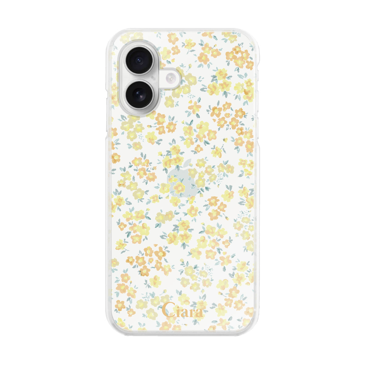 iPhone16 ハイブリッド クリアケース フロレ イエロー