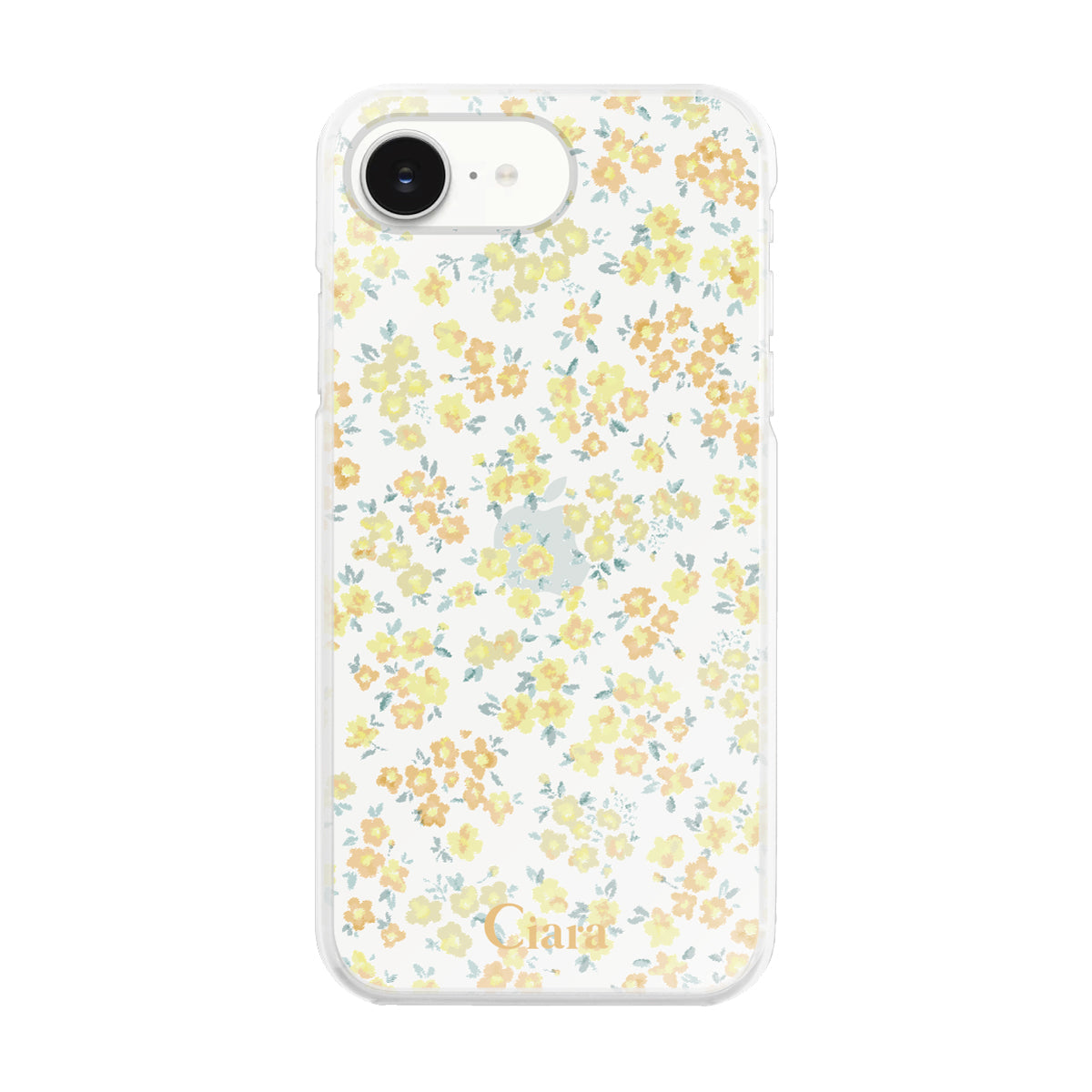 iPhone16e ハイブリッド クリアケース フロレ イエロー