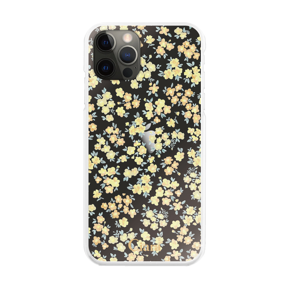 iPhoneX/XS ハイブリッド クリアケース フロレ イエロー