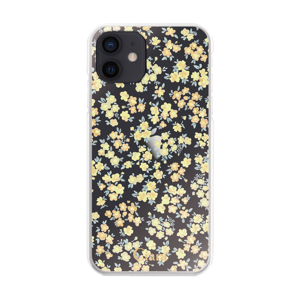 iPhoneXR ハイブリッド クリアケース フロレ イエロー