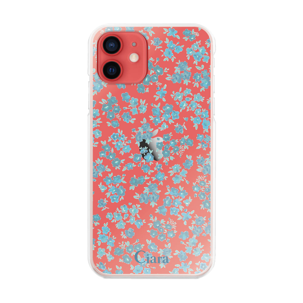 iPhone11 ハイブリッド クリアケース フロレ ブルー