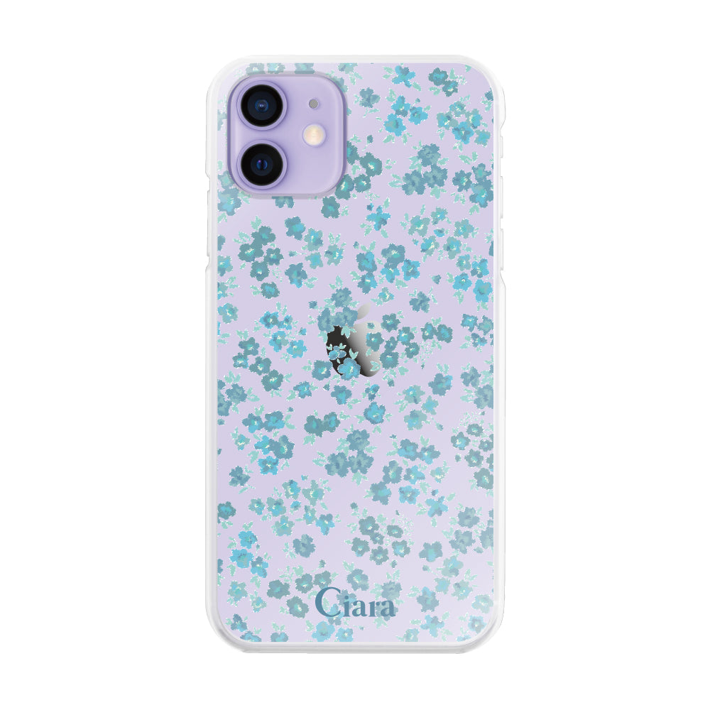 iPhone12/12Pro ハイブリッド クリアケース フロレ ブルー