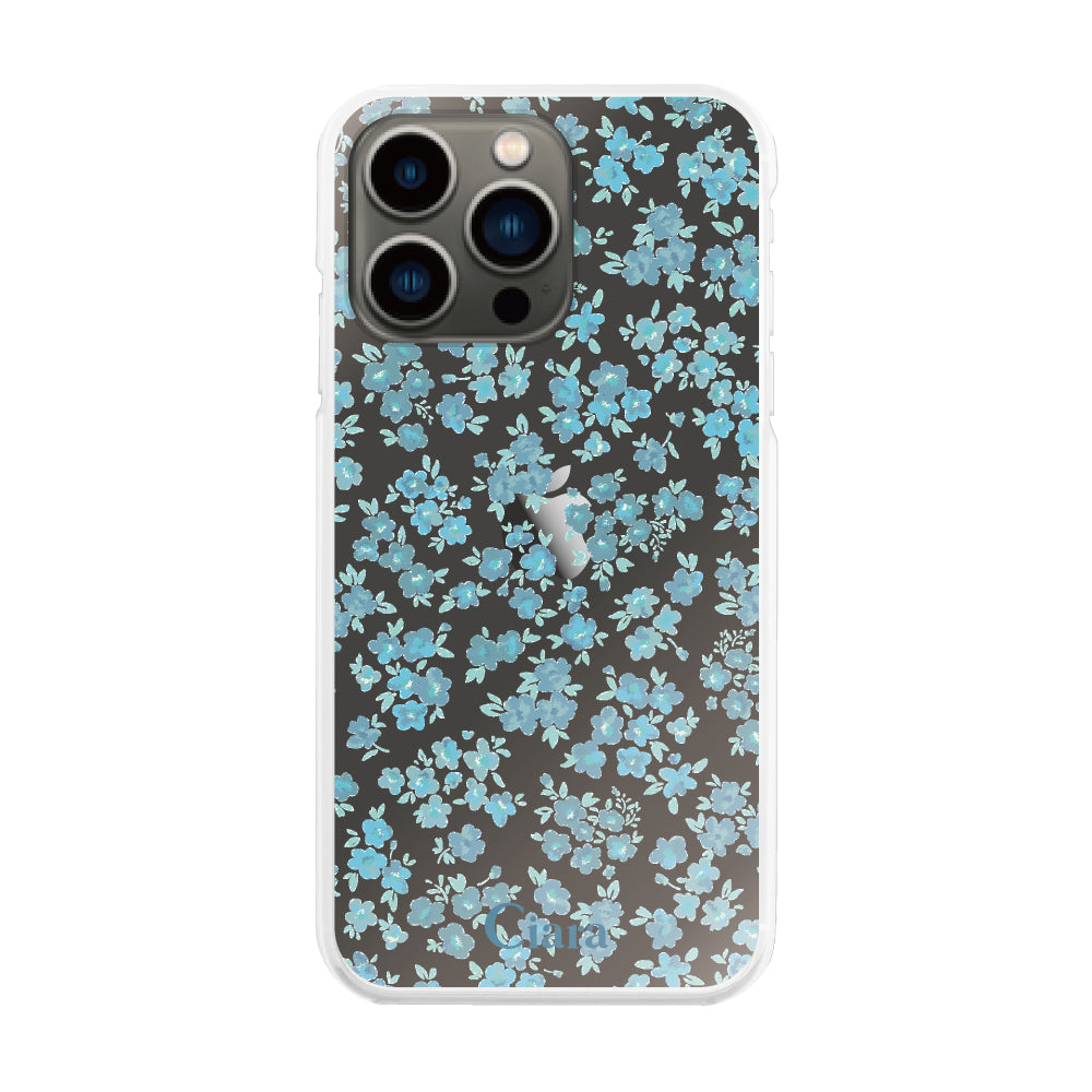 iPhone13Pro ハイブリッド クリアケース フロレ ブルー