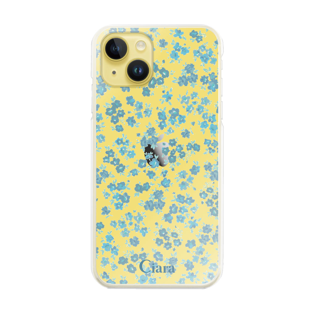 iPhone14Plus ハイブリッド クリアケース フロレ ブルー