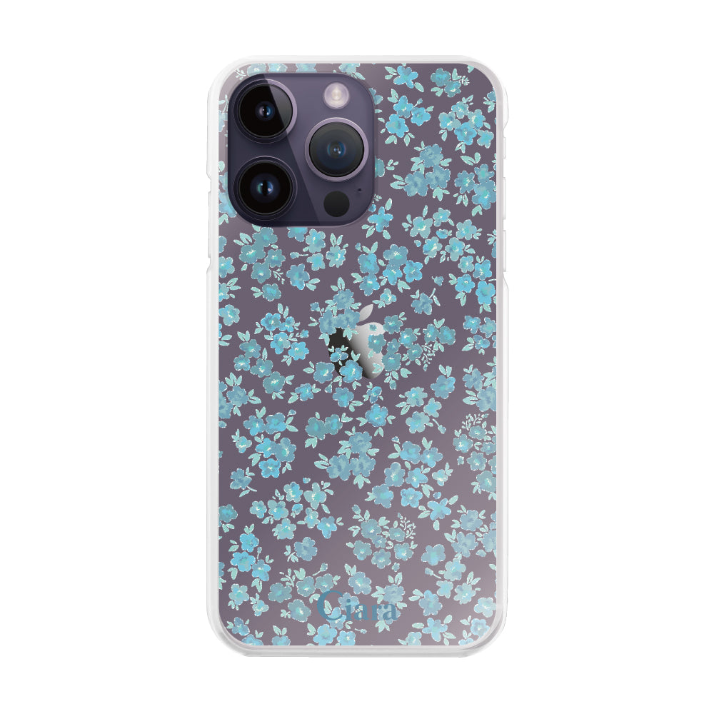 iPhone14ProMax ハイブリッド クリアケース フロレ ブルー
