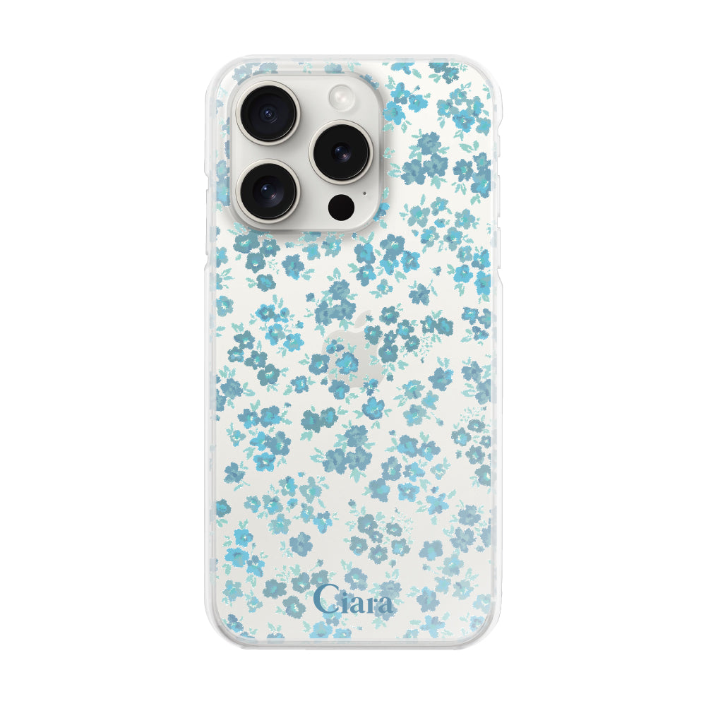 iPhone15ProMax ハイブリッド クリアケース フロレ ブルー