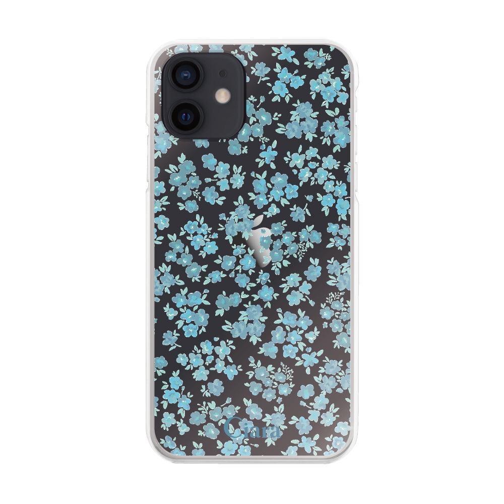 iPhoneXR ハイブリッド クリアケース フロレ ブルー