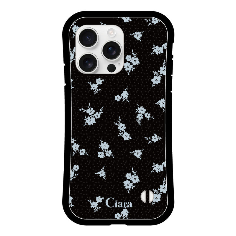 iPhoneケース グリップ 耐衝撃ケース ドットフラワー