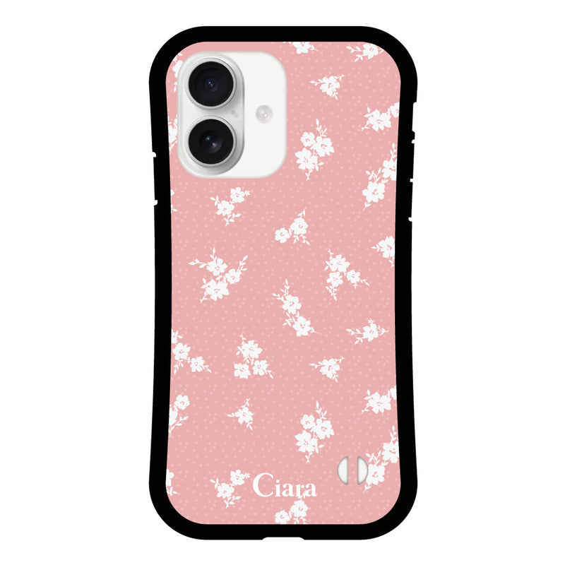 iPhoneケース グリップ 耐衝撃ケース ドットフラワー