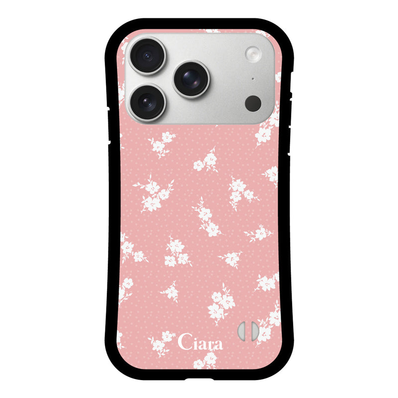 iPhoneケース グリップ 耐衝撃ケース ドットフラワー