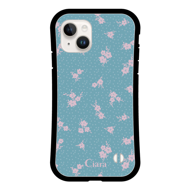 iPhoneケース グリップ 耐衝撃ケース ドットフラワー